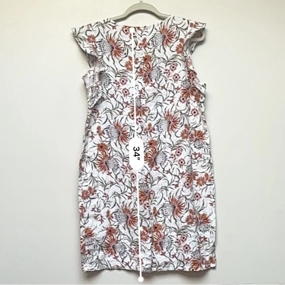 Joie Ruffle Sleeve Linen Floral Mini Dress Size Medium - Picture 8 of 8